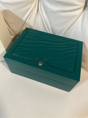 Rolex Teal Presentation Box with Gold Crown Accent